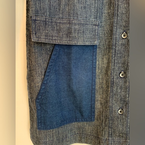 COURSHOP  Unique long lightweight jacket . Blue and grey Cotton.Size :S - Picture 5 of 8